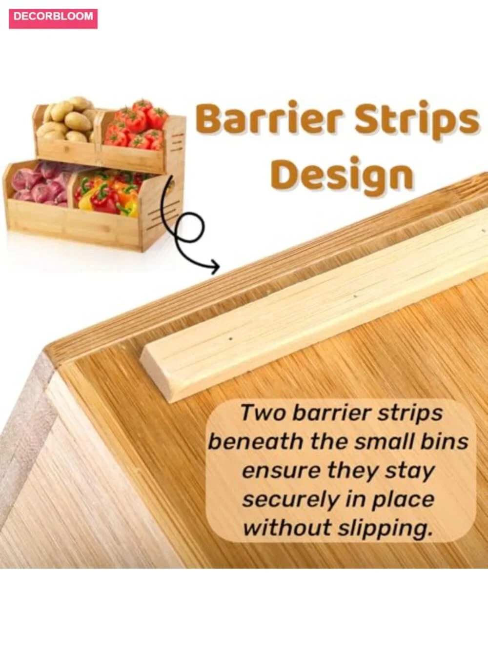 Bamboo Stackable Storage Bins 4 Compartment Pantry Organizer Set